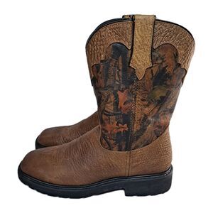 J. B. Dillon Boots Mens 10.5D Western Square Toe Brown Camouflage Leather